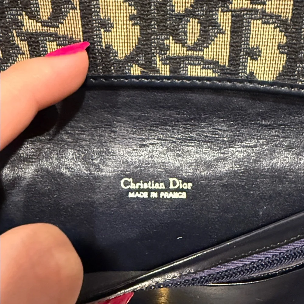 Christian Dior Trotter Canvas Leather Long Bifold Wallet (snap closure loose)
